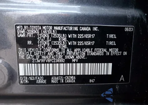 2023 Toyota Rav4 Xle из США, поврежденный, VIN 2T3W1RFV8PC238992